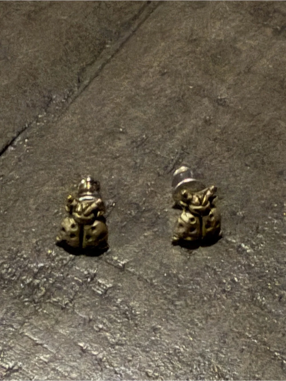 Vintage Silver Ladybug Stud Earrings - Cute Insect Design